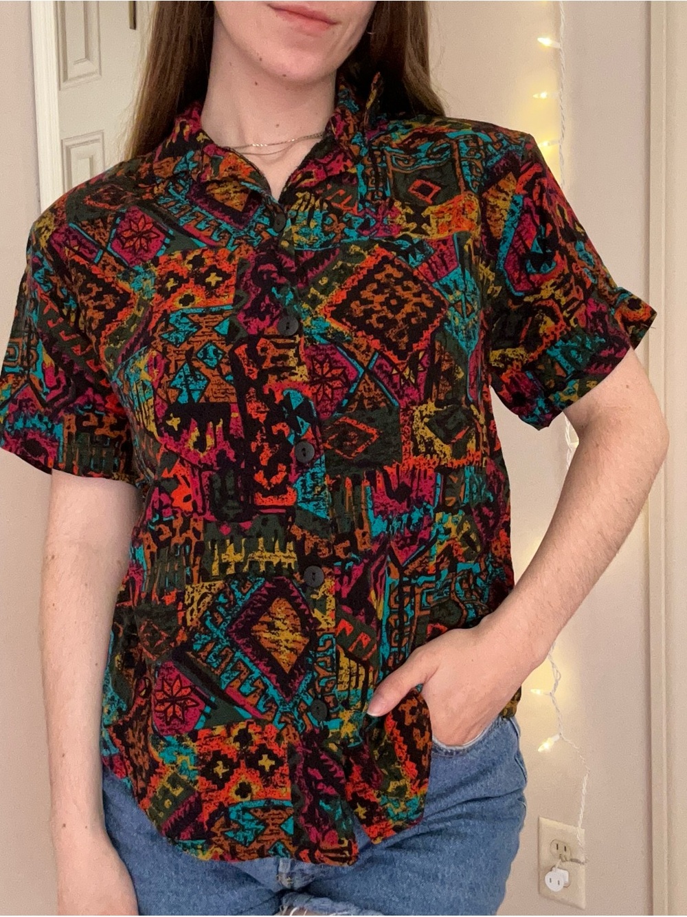 Vintage Multi-Colored Button Down Top